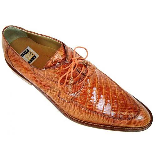David Eden "Seneca" Honey Pointed Toe Crocodile/Lizard Shoes